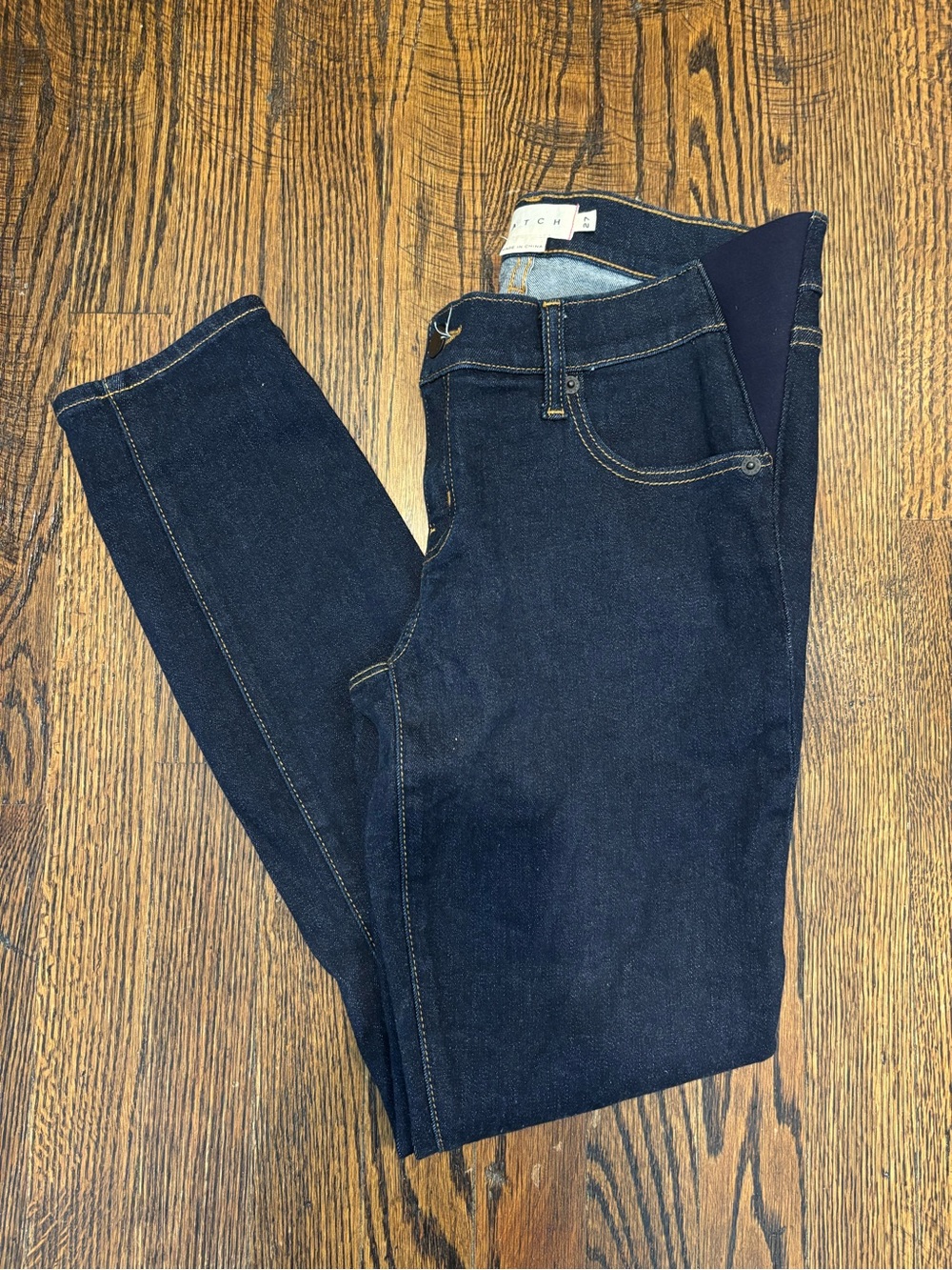 Hatch Collection The Slim Maternity Jean Under Belly Slim Leg Color Rinse sz 26